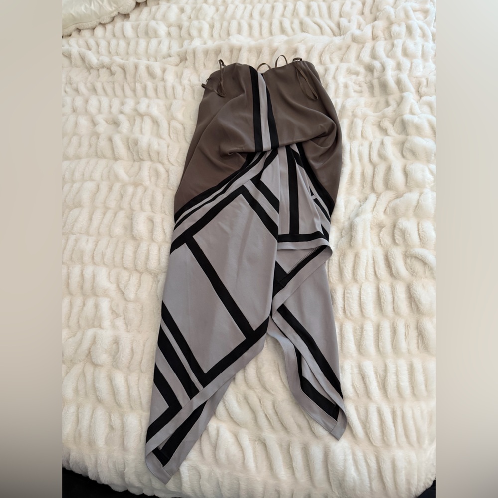 BCBGMaxAzria Asymmetrical Dress in Gray and Brown